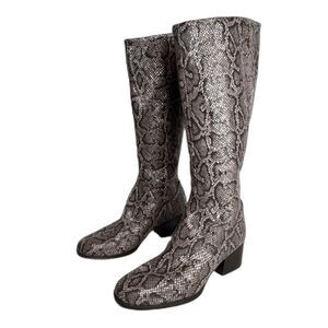 Born audriana Leather faux snakeprint low heel tall knee boots size 9 western